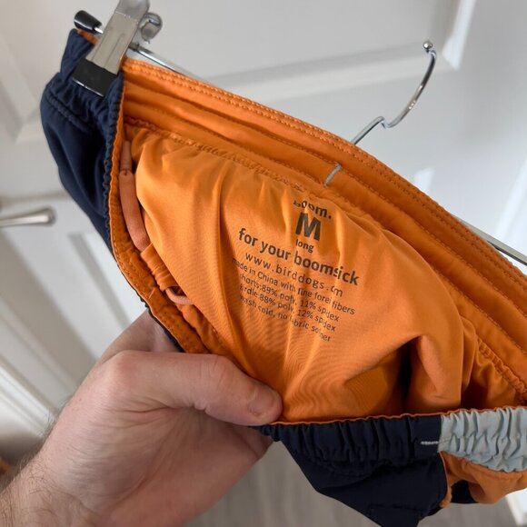 Birddogs Shorts | Medium Long | Navy/Orange Trim | Built-In Liner - Picture 3 of 3